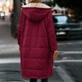 thumbnail image 6 of Black and Friday Clothing Sales Idoravan Women's Quilted Puffer Coat,Women's Winter Casual Loose Fashion Color Pocket Zippered Tops Reversible Long Cotton Coat Wine XXXL, 6 of 8