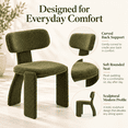 thumbnail image 4 of Aukfa Upholstered Dining Chairs Set of 2, Teddy Boucle Kitchen Chairs with Curved Backrest, Modern Minimalist,Green, 4 of 9