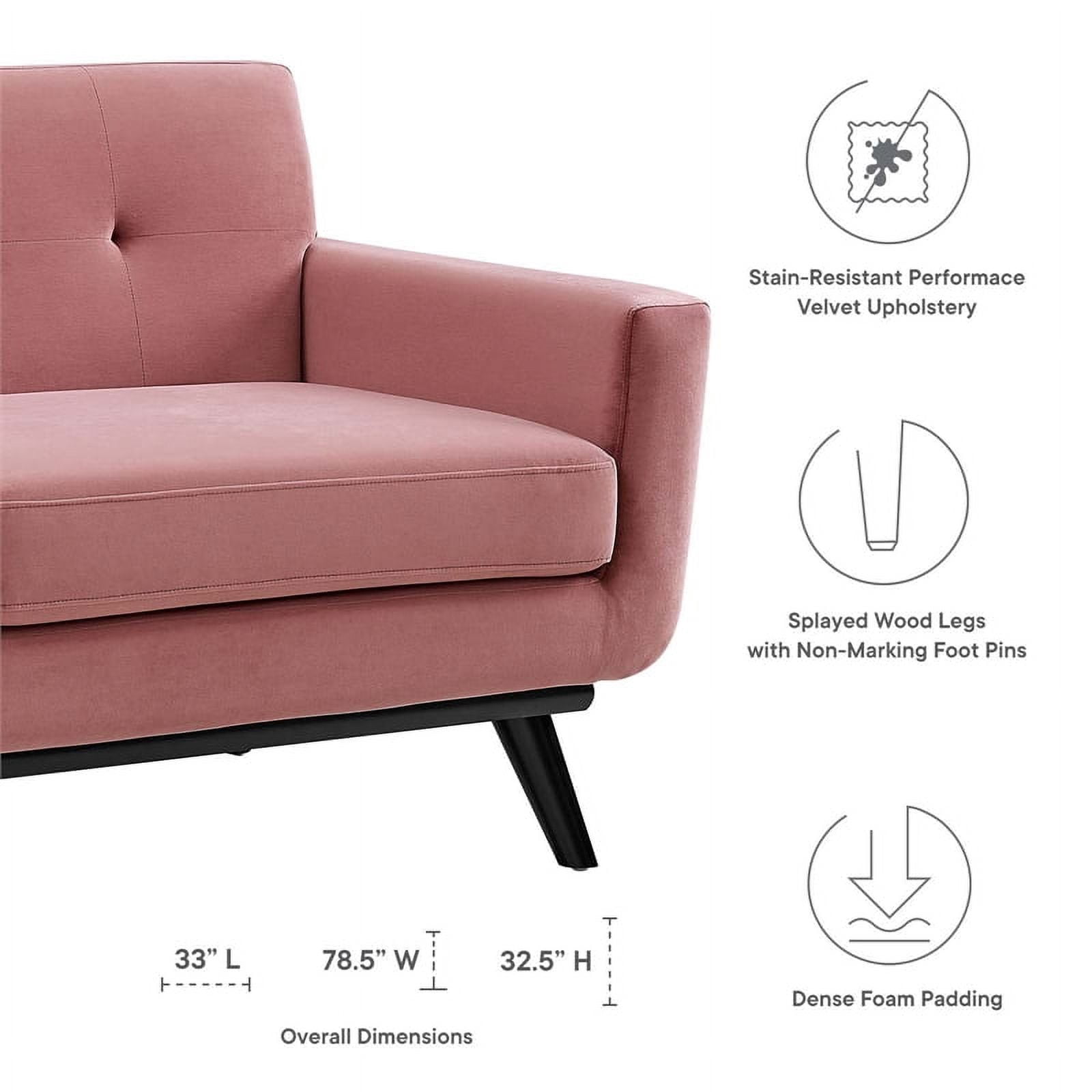Modway Engage Modern Tufted Back Performance Velvet Loveseat in Dusty Rose