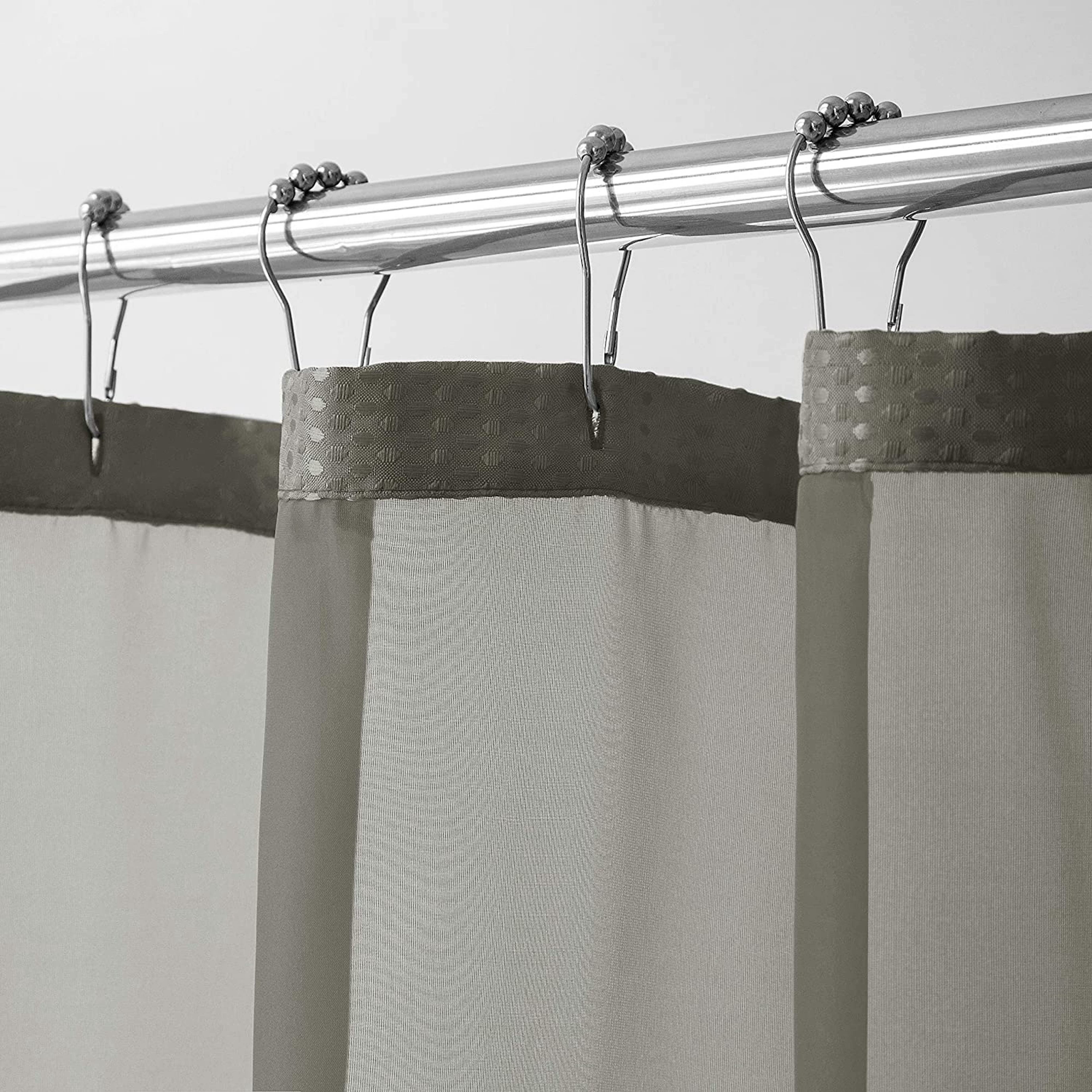 Dainty Home Complete 2 in 1 Waffle Weave Hotel Spa Style Fabric Shower Curtain Snap On/Off Waterproof Detachable Liner Set, 72 inch wide x 72 inch long in Grey