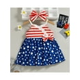 thumbnail image 2 of Gzhioc Kids Girls' Fashion Casual Dress Suit Independence Day Striped Stitched Star Print Sling Dress Bow Headband, 2 of 9