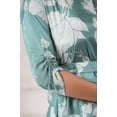 thumbnail image 4 of Aqua green bold floral printed mini dress with belt in russian silk, 4 of 5