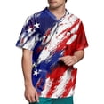 thumbnail image 2 of Men's Patriotic Pocket Detail Henley Shirt, Short Sleeve Button-Up Top with Retro American Flag Design ,Royal Blue 5XL, 2 of 5