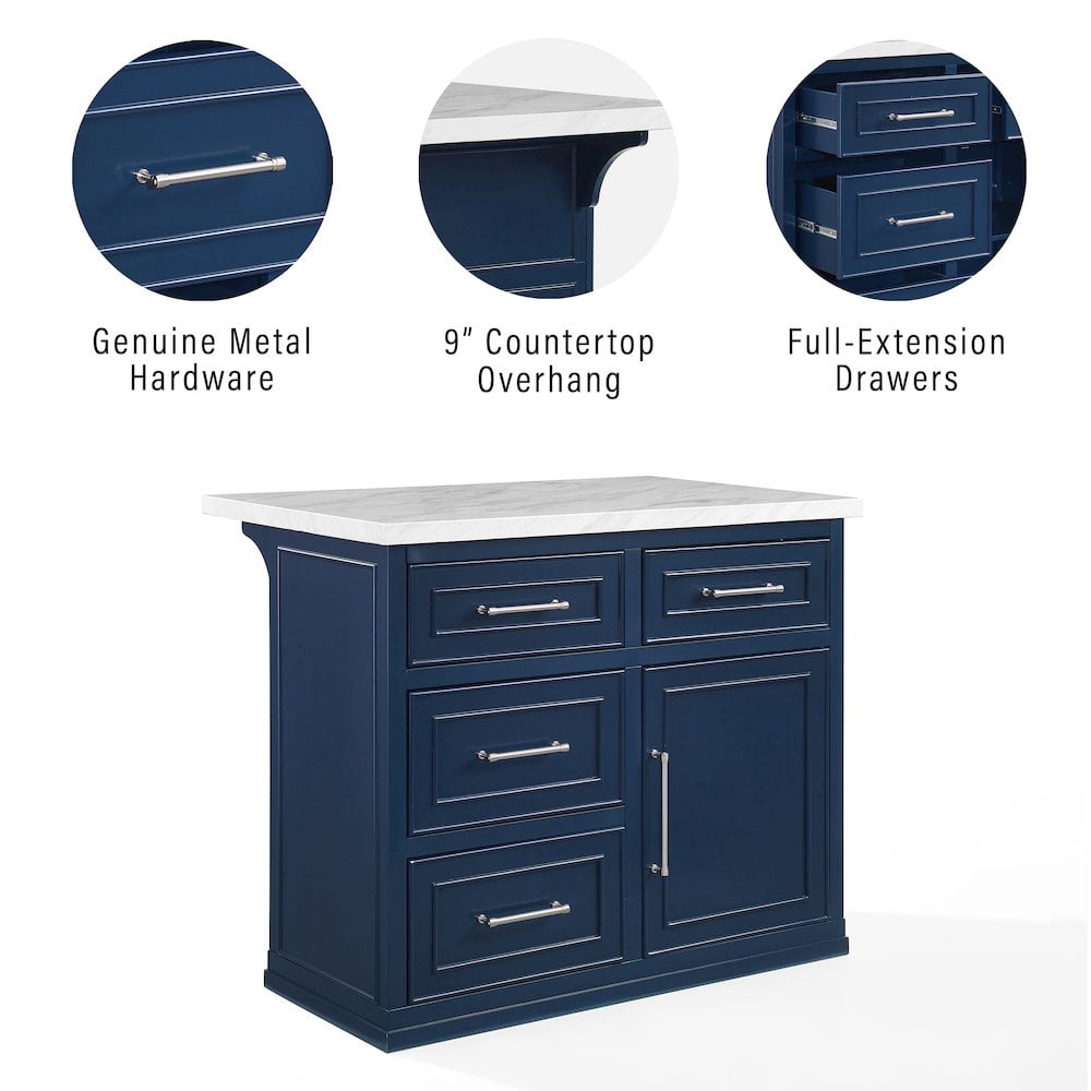 Crosley Furniture Cutler Faux Marble Top Kitchen Island