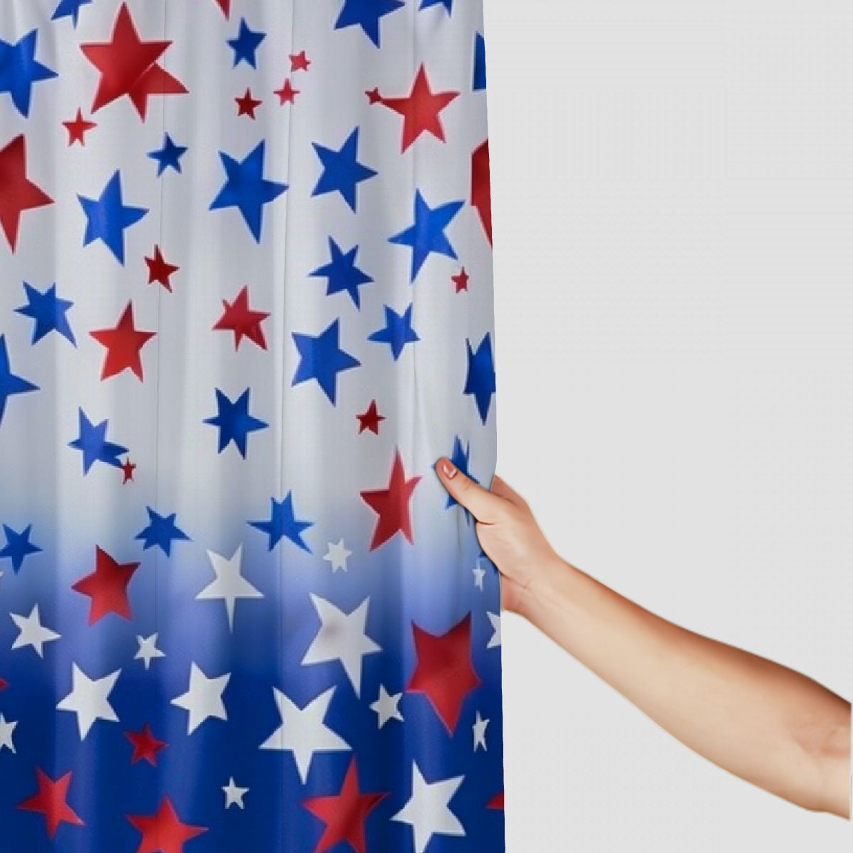 Shiartex American Flag Patriotic Shower Curtain for Bathroom 4th of July Independence Day Memorial Day Shower Curtain Set Blue Red Stars Bathroom Decor with Hooks Waterproof Fabric White