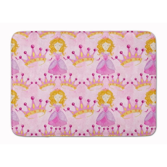 Watercolor Princess and Crown Machine Washable Memory Foam Mat