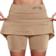 thumbnail image 1 of Falda culotte de talle medio para mujer: cintura elástica, bolsillos laterales, diseño fluido en capas, falda estampada informal para el verano., 1 of 5