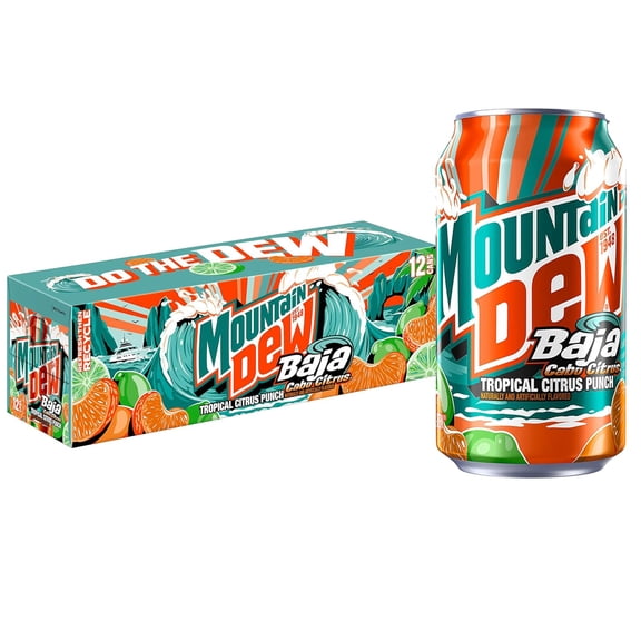 Mountain Dew Baja Blast Soda Cabo Citrus, 12 fl oz 12 pack Cans