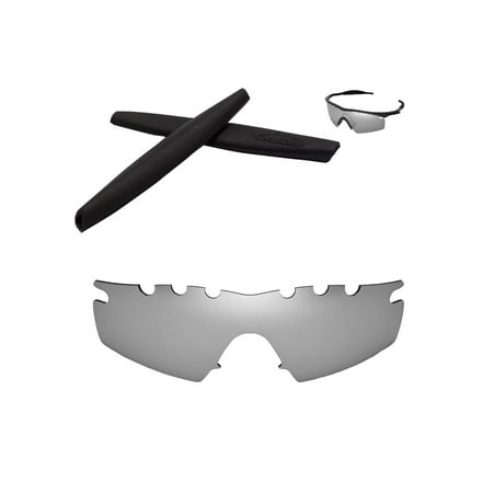 Walleva Titanium Polarized Vented Replacement Lenses And Black Earsocks For Oakley M Frame Strike Sunglasses