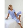 thumbnail image 6 of MINTREUS Women's Pajama Sets Short Sleeve Shirt and Capri Soft Pajama Sets with Pockets S-4XL, 6 of 7