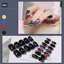 Kokovifyves Press on Nails Sale Nail Art Patches Wearing Nails 24 Short Square Fake Nails with Jelly Glue Patches