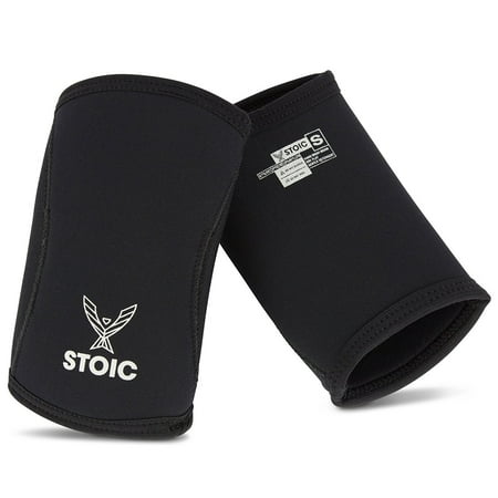 Elbow Sleeves for Powerlifting - 7mm + 5mm Thick Neoprene Sleeve for Bodybuilding, Weight Lifting Best for Squats, Cross Training, Strongman Professional Quality & Ultra Heavy Duty (Pair) by Stoic