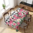 thumbnail image 3 of Pink Tulip Flowers Table Cloth Waterproof Tablecloths, Black Buffalo Plaid Spring Floral Plants Tablecloth Dining Table Cover for Kitchen Party Tabletop Outdoor, Rectangle Tablecloth 60x120 Inch, 3 of 9