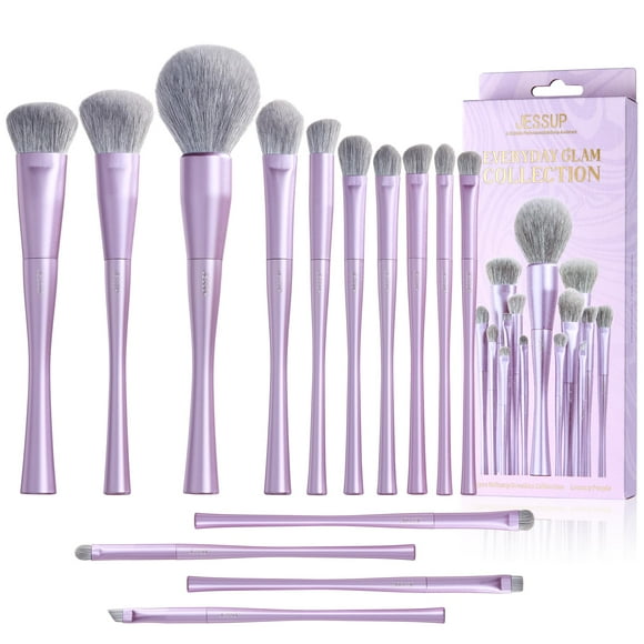 Jessup Ensemble de Pinceaux de Maquillage Professionnel 14 Pcs Pinceaux de Maquillage Véganes, Fond de Teint Fard à Paupières Correcteur Contour Poudre Blush Mélange Eyeliner Pinceau, Fibre Synthétique Premium, Luxe