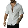 thumbnail image 2 of pstuiky camisetas de hombre, Camisa informal de manga corta con solapa y botones de color liso para hombre camisas casuales para hombre xxxl, 2 of 7