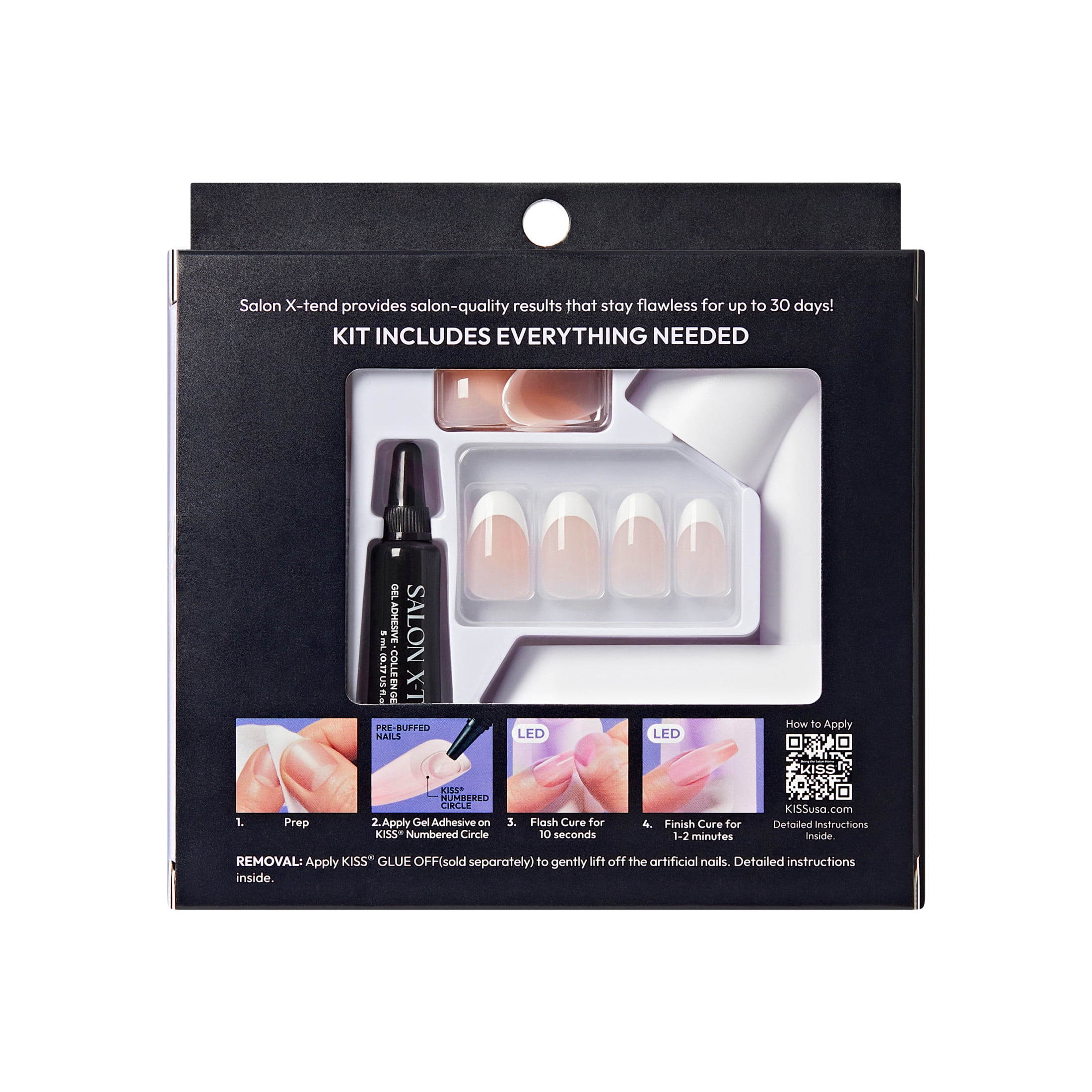 KISS Salon X-tend LED Soft Gel System Starter Kit, 'Pure', French, Medium Oval, 36 Ct.