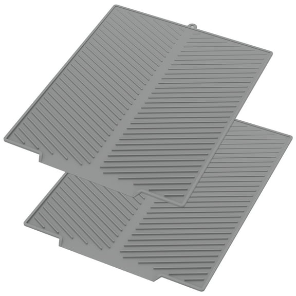 2Pcs Silicone Dish Drying Mat with Drain Lip Large Size Dish Drain Board Foldable Silicone Drying Mat Portable Dish Drainer Pad Easy to Clean Dish Draining Tray for Sink Countertop