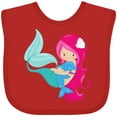 thumbnail image 3 of Inktastic Cute Mermaid, Little Mermaid, Pink Hair, Dolphin Girls Baby Bib, 3 of 4