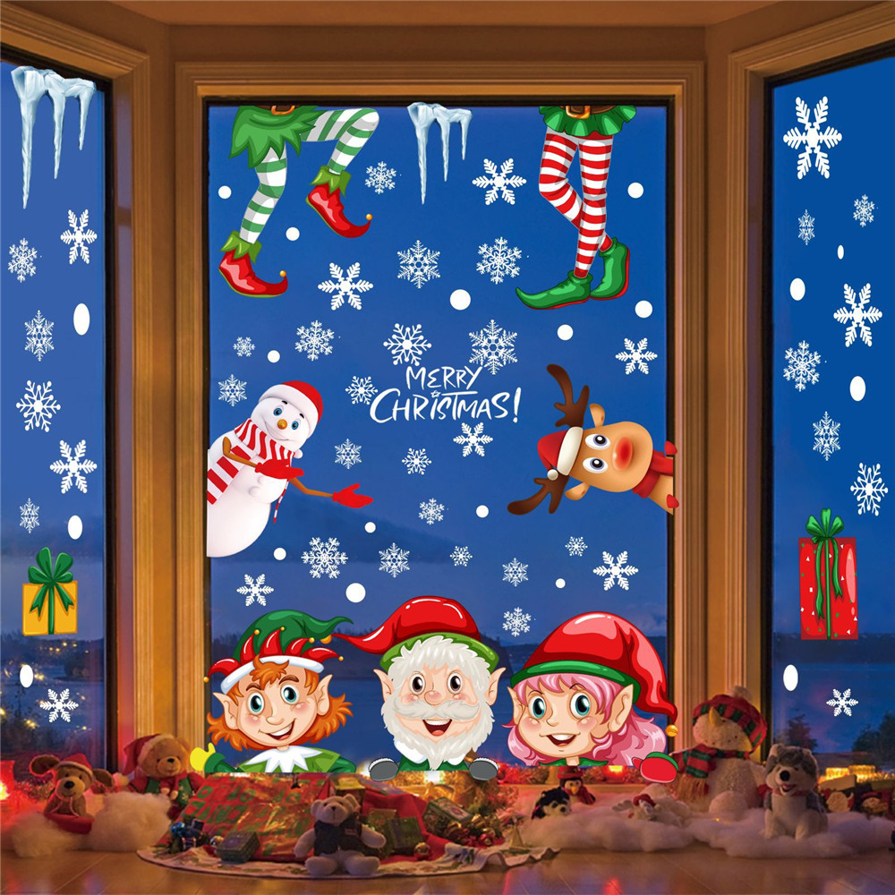 Morease Christmas Decoration Decals High Quality Cute Cartoon Santa