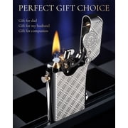 Swiss Retro Brass Kerosene Lighter,Automatic Ignition, Refillable, Soft-Flame, Safety Lock, Grinding Wheel, Engraving, Luxury, Collectible, Mens Gift, Thorens Gen 1 Single Claw Plum Pattern