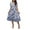 Blue, variant on Summer Fashion Sun Dresses for Womens 2026 Plus Size Flower Printing V-neck Short Sleeves Close Up Waist Large Skirt Dress
