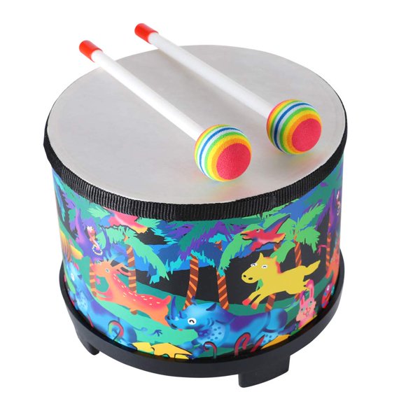 Musfunny Tambour de Sol pour Enfants Instrument de Musique Percussion, 8 Pouces Montessori Rassemblement Club Tambour avec 2 Maillets pour Bébé Enfants Cadeau Spécial Noël Anniversaire (8 Pouces)