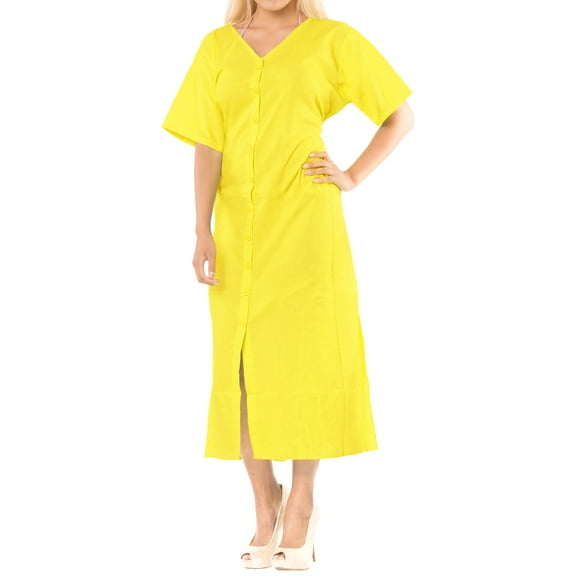 HAPPY BAY Women's Beachwear Swimsuit Coverups Summer Cover ups for Swimwear Women Button up Shirt Dress Beach L-XL Yellow_AC667