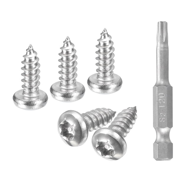 #8 x 1/2" Tornillo de seguridad Torx, paquete de 50, tornillos de cabeza de botón, tornillos autorroscantes, acero inoxidable 304, con broca T20