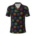 thumbnail image 2 of Daiia Rainbow Snowflake Pattern Men’s Polo Shirts,Solid Deck Shirt,Classic Fit, Breathable Cotton Polo for Casual and Sport Wear-Large, 2 of 7