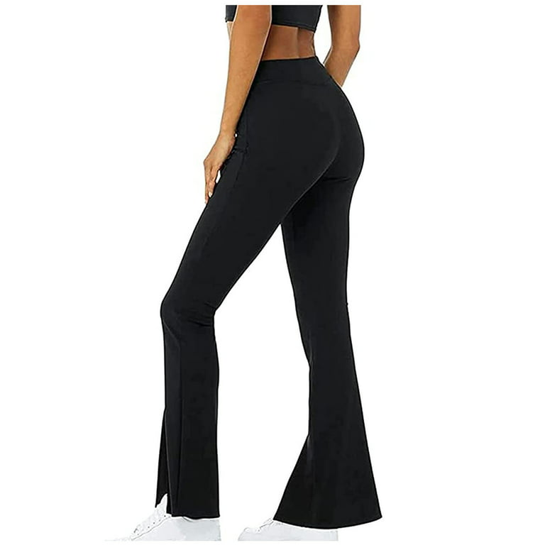 High Waisted Bootcut Yoga Flare Leggings With Side Split And