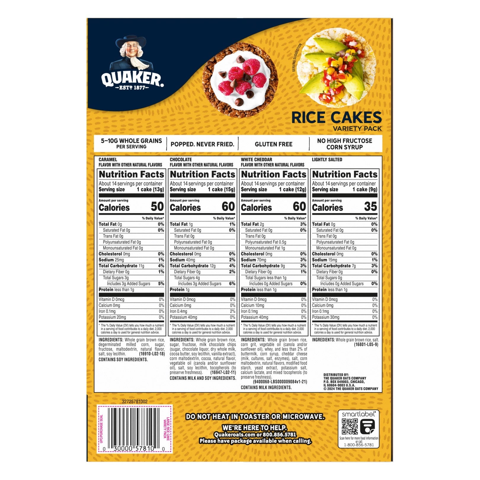 Quaker Rice Cakes Variety 23.7 Oz, 4 Count