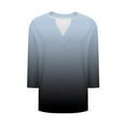 thumbnail image 5 of Olyvenn 3/4 Sleeve Tops for Women 2025 Dressy Casual V-Neck Blouses Pleated Front Ruffles Solid Color Loose Shirt Tops Dark Gray XXL, 5 of 5