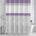 thumbnail image 2 of Abstract Purple Shower Curtain for Bathroom, Grey Stripes Floral Plant Modern Vintage Waterproof Cloth Fabric Bathroom Accessories Set with 12 Rust Proof Plastic Hooks, 48"x72", 2 of 9