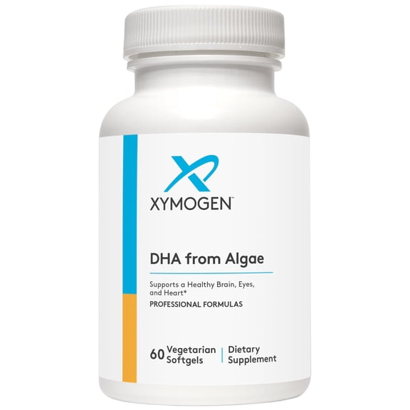 XYMOGEN DHA from Algae - Vegan Omega-3 DHA Supplement - Brain, Eye & Immune Support - Plant-Based Omega Nutrition - Non-Fish Source - 60 Softgels