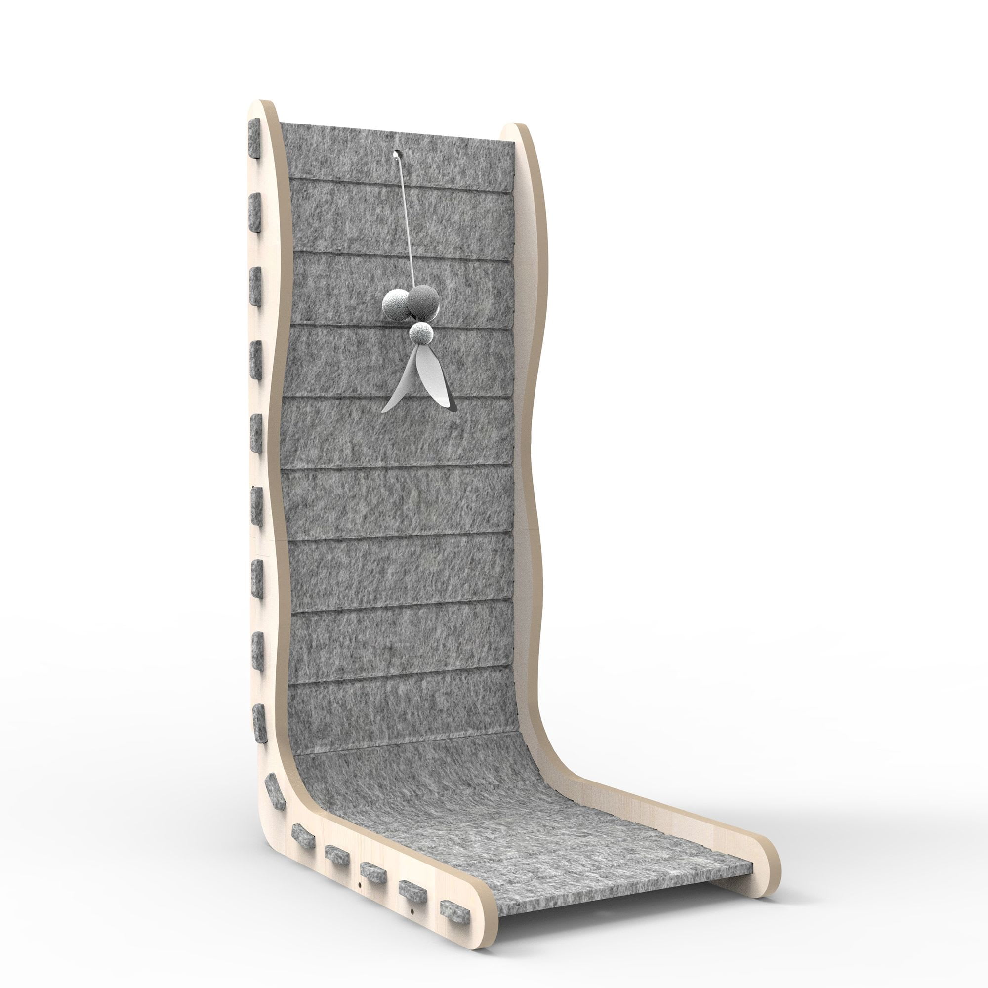 Happy & Polly L-Shape Modern Felt Cat Scratcher Grey