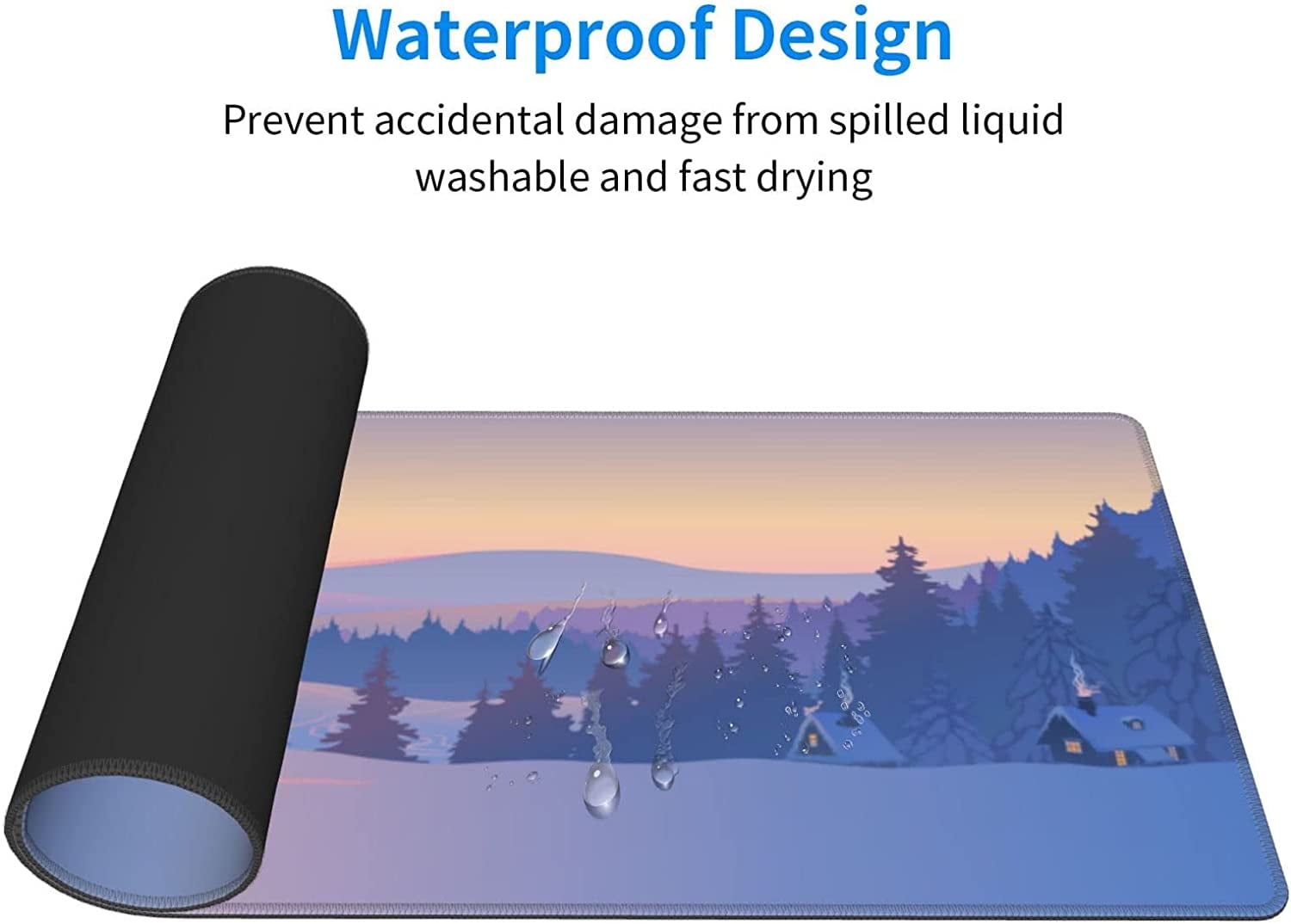 Extended Large Gaming Mouse Pad, Mousepad Desk Mat with Cute Funny Mountains at Sunset for Gift, Waterproof XL Big Computer Mats Deskmat for Keyboard and Laptop with Nonslip Base, (Blue, 31.5*11.8 In)