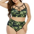 thumbnail image 4 of QLEICOM Womens Swimsuits Tummy Control Plus Size Swimsuit Coverup Fashion Comforted Camouflage Crossovers Split Plus Size Swimsuit Green XL, 4 of 6