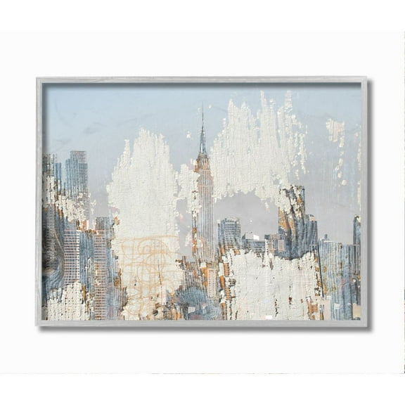 Stupell Industries Urban Distressed New York City Skyline Framed Wall Art Design by Irena Orlov, 16" x 20", Gray Framed