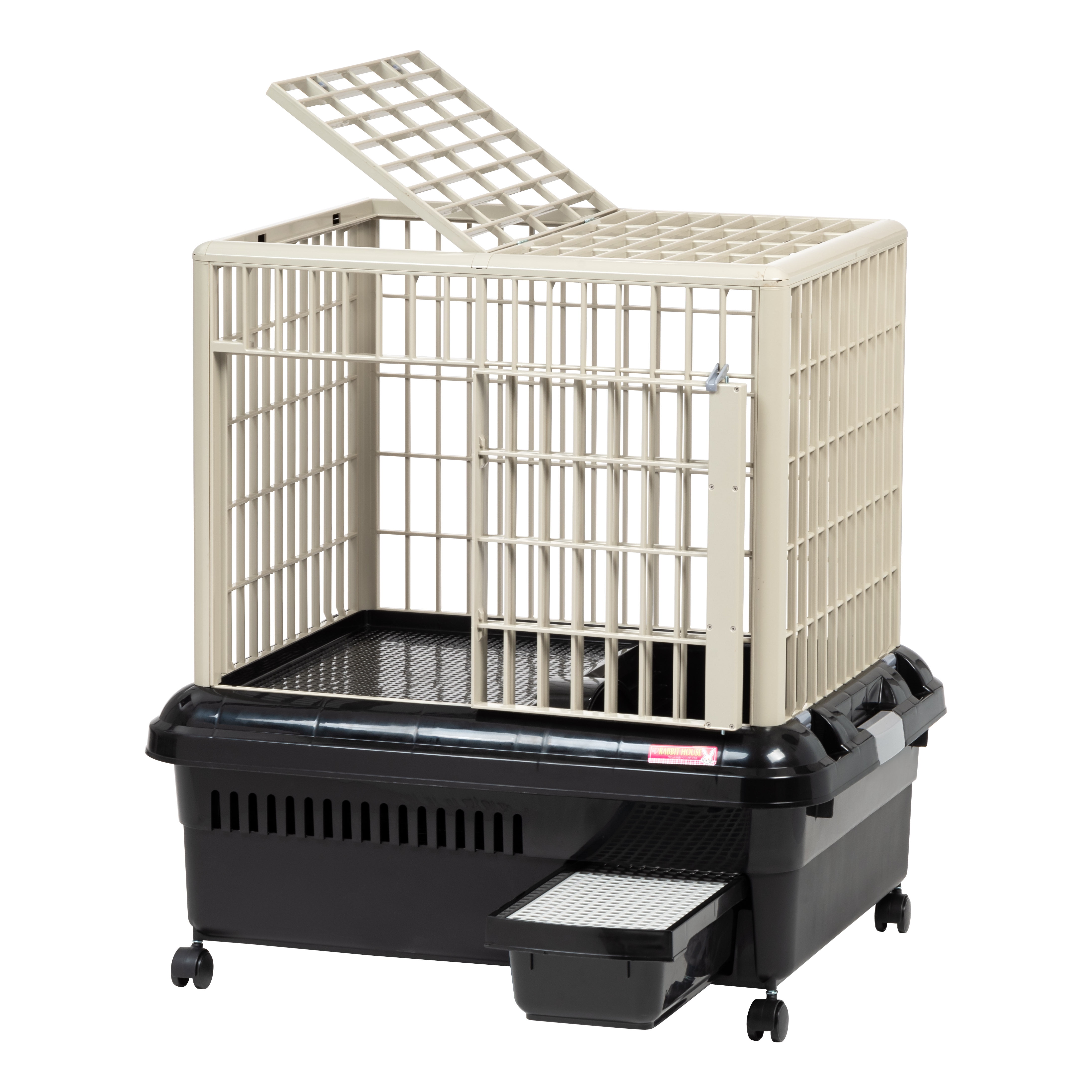 IRIS USA Indoor Plastic Rabbit Cage, Black