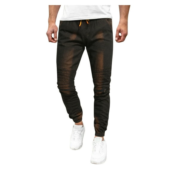 Aoochasliy Mens Jeans Valentine's Day Mens Casual Fitness Patchwork Bodybuilding Pocket Skin Full Length Sports Pants