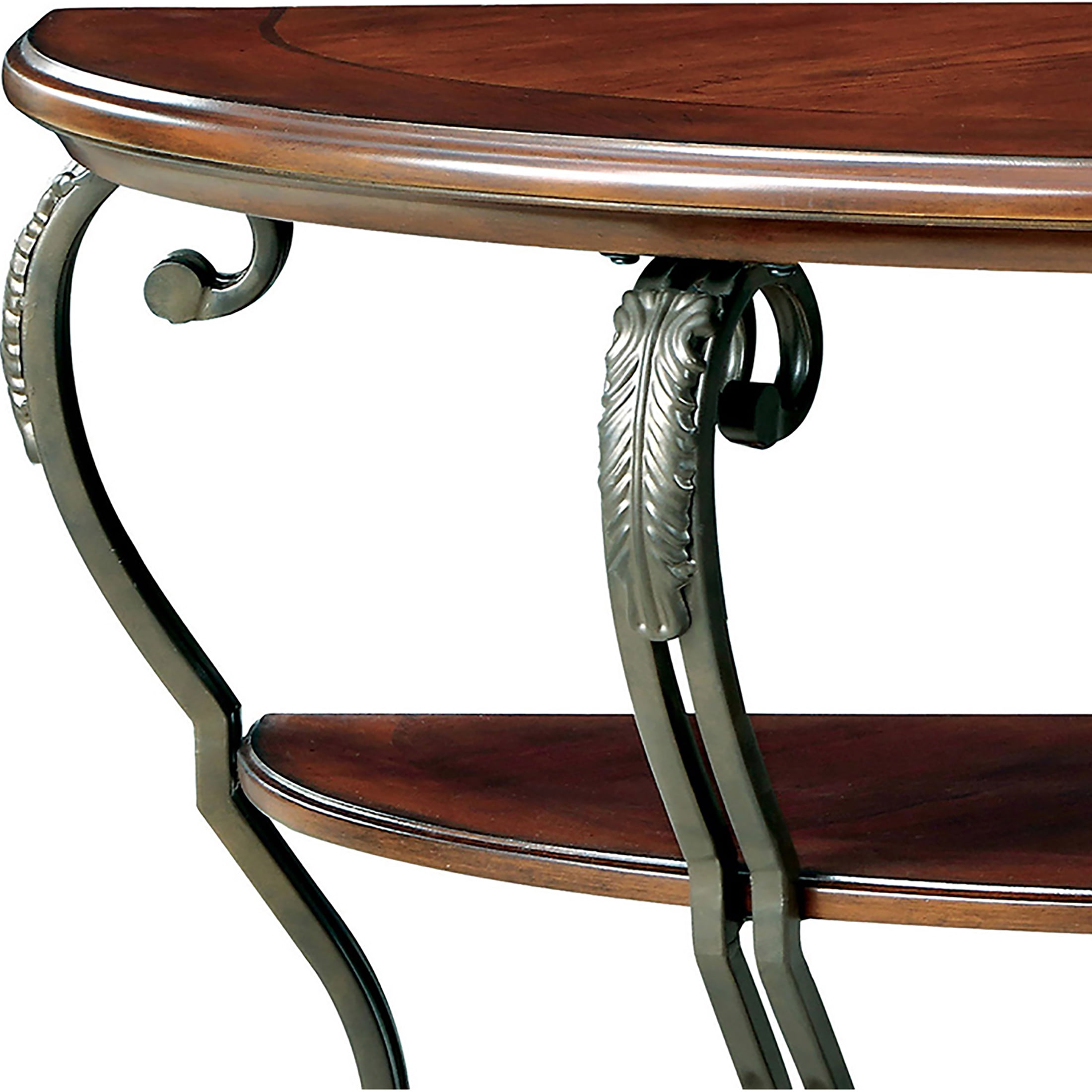 Furniture of America Ezell 2-Shelf Console Table, Brown Cherry