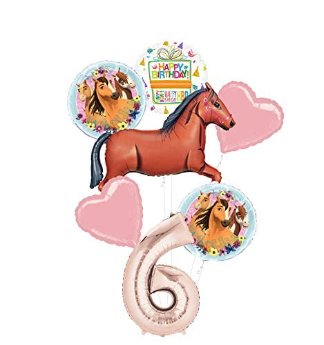24 Latex Balloons 24 Cupcake Toppers Charikoo Spirit Riding Free Horse Birthday Party Supplies Include Happy Birthday Banner Cake Topper 