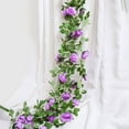 thumbnail image 4 of 2pcs 7.5 Ft. Artificial Rose Vine for festival Decor, Hanging Silk Flower Garland for Outdoor Home Wall Decorations - purple, 4 of 5