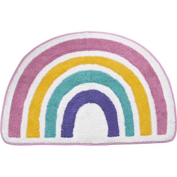 Allure Home Creation Rainbow Hearts 100% Cotton 33” x 22” Shaped Bath Rug