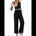 thumbnail image 2 of Conjunto de Dos Piezas de Verano para Mujer, Sin Mangas, con Tirantes Finos, Espalda Abotonada y Pantalones Anchos de . Negro XL, 2 of 10