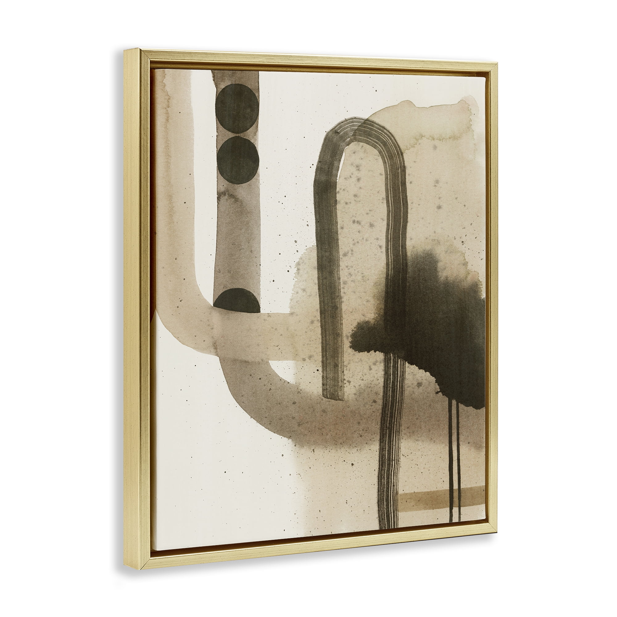 Stupell Industries Curved Neutral Arches Abstract Painting Gold Floater Framed Canvas Art Print Wall Art, 25 x 31