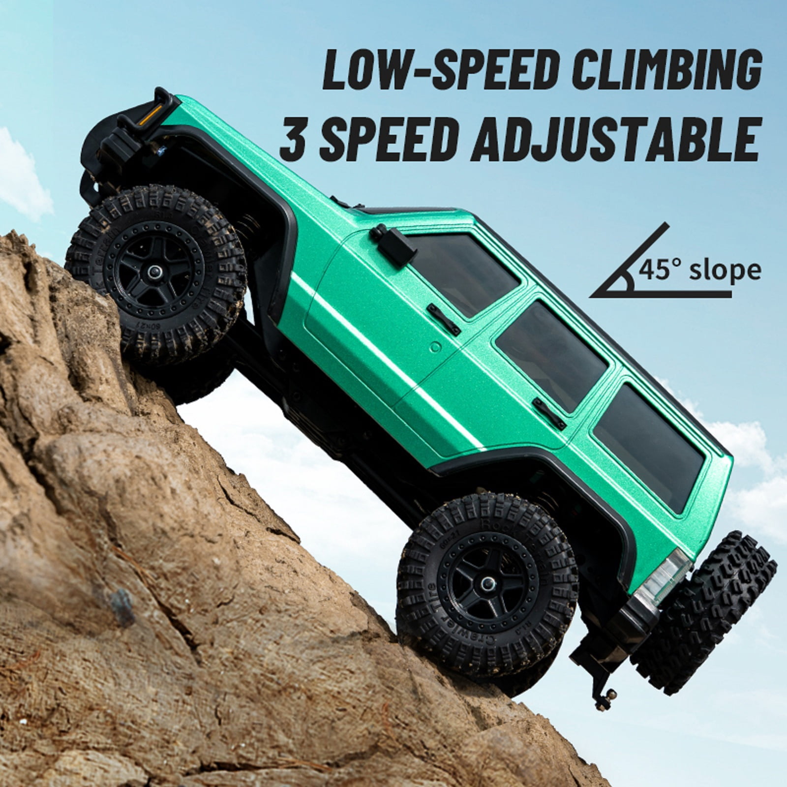 RC Rock Crawler 4x4 RC Jeep Truck 1/18 Scale Remote Control Crawler All Terrain 370 Motor 3 Speeds Lighting System‌ Hobby Model for Adult