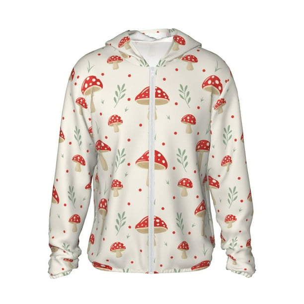 Balery Flat Mushrooms Sudadera ligera de manga larga con capucha y protección solar UPF 50+ para hombre y mujer, ideal para pesca y running-Medium