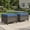 Blue, variant on Opohoro Outdoor PE Wicker Ottomans Set of 2, Patio Gray Rattan Footrests with Blue Cushions for Backyard or Deck