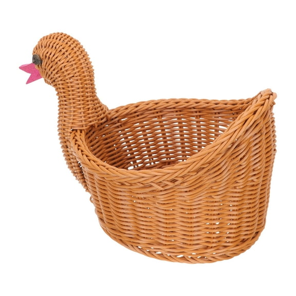 FONDOTIN Wicker Storage Basket Plastic Duck Shape 1Pcs 12x8.7in